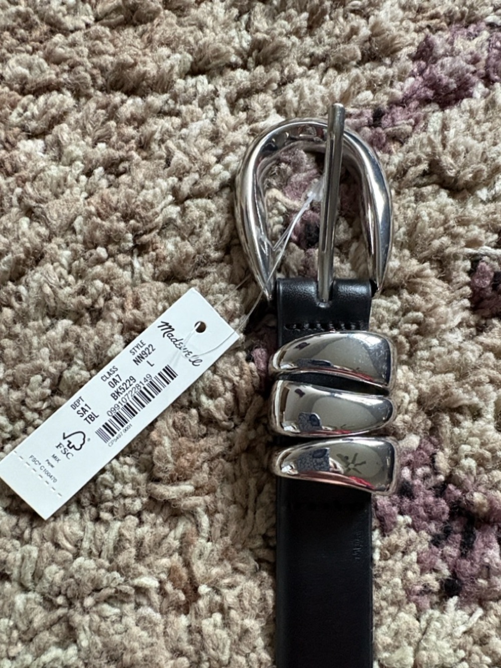 Madewell Triple Keeper Leather Belt with Silver Buckle